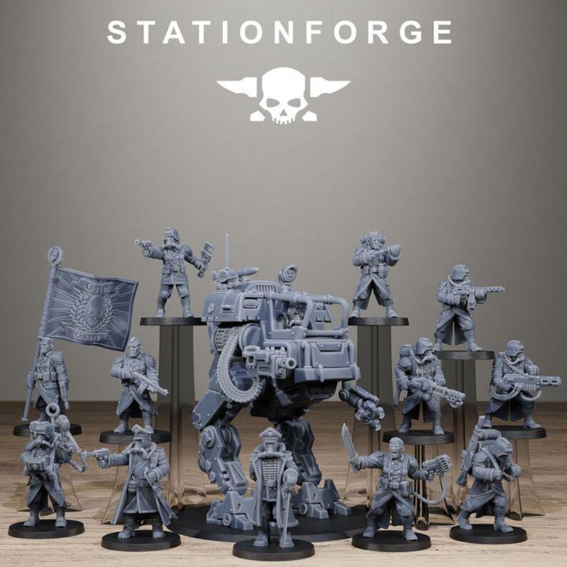 GrimGuard Startpaket | Station Forge 16k Resin Miniatyrer | 28 mm 32 mm Bordspel Krigsspel | Omålad bild 2