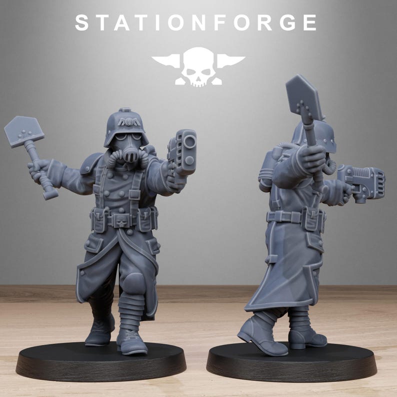 GrimGuard Shovel Trenches | Station Forge 16k Resin Miniatyrer | 28 mm 32 mm Bordsskiva Krigsspel | Omålad bild 5