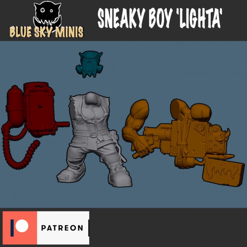 Sneaky Boy Lighta - Orc Character - 16k Resin - Blue Sky Minis - Orcs / Tabletop / Wargaming / Grimdark image 3