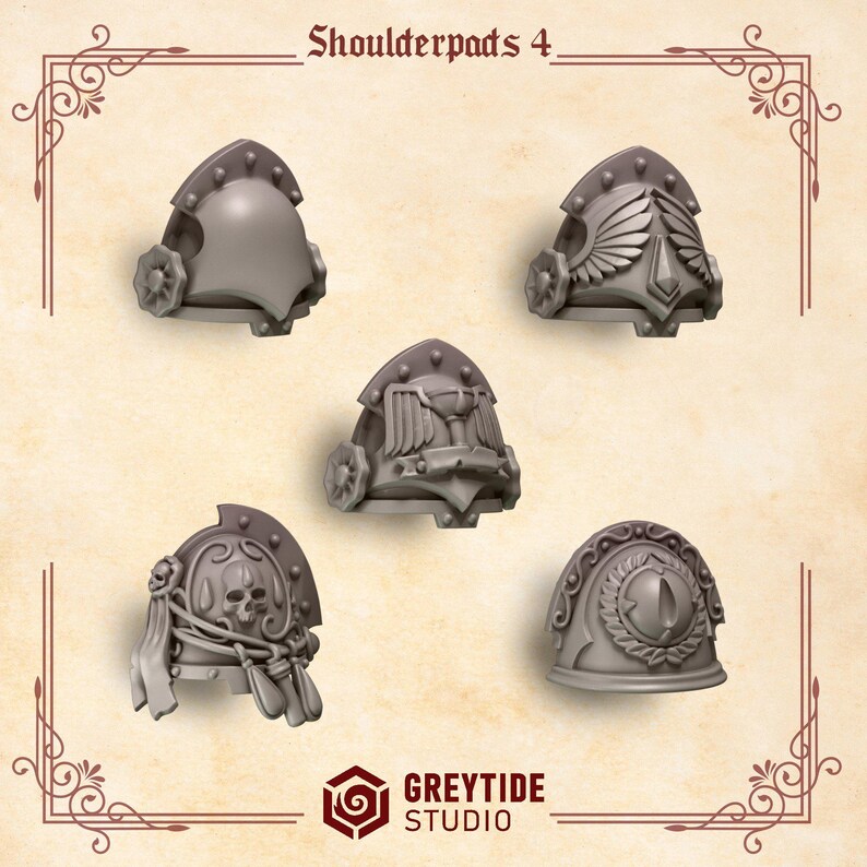 Crimson Lords – Schulterpanzer Nr. 4 – 16k Resin – GreyTide Studio – Blood / Space Warriors / Bitz / Tabletop / Wargaming / Grimdark Bild 2