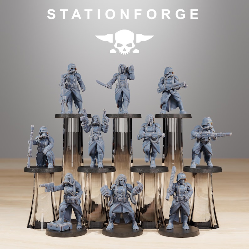 GrimGuard Sisters of War | Station Forge 16k Resin Miniatures | 28 mm 32 mm Tabletop Wargaming | Ongeverfd afbeelding 2