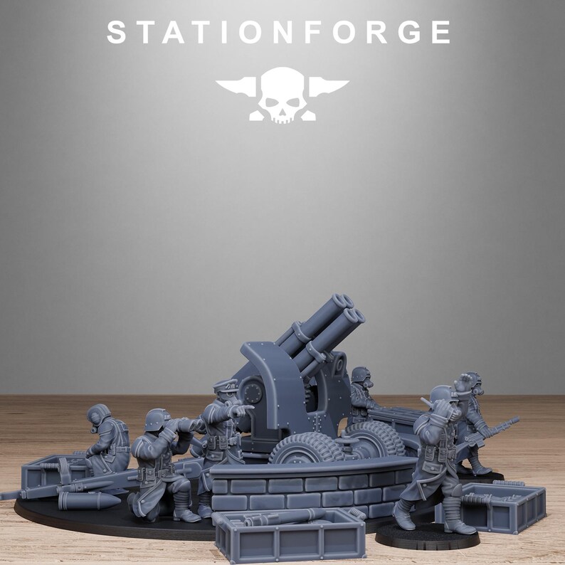 Grimguard Leichte Artillerie 2 | Station Forge 16k Resin-Miniaturen | 28 mm/32 mm Tabletop-Wargaming | Unbemalt Bild 5