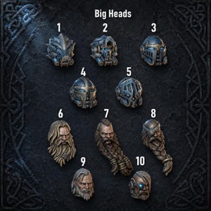 Primal Hounds - Big Armor Heads - 16k Resin - GreyTide Studio - Wolves / Space Warriors / Bitz / Tabletop / Wargaming / Grimdark afbeelding 1