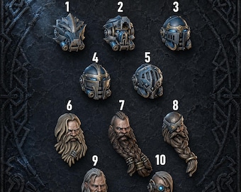 Primal Hounds - Big Armor Heads - 16k Resin - GreyTide Studio - Wolves / Space Warriors / Bitz / Tabletop / Wargaming / Grimdark