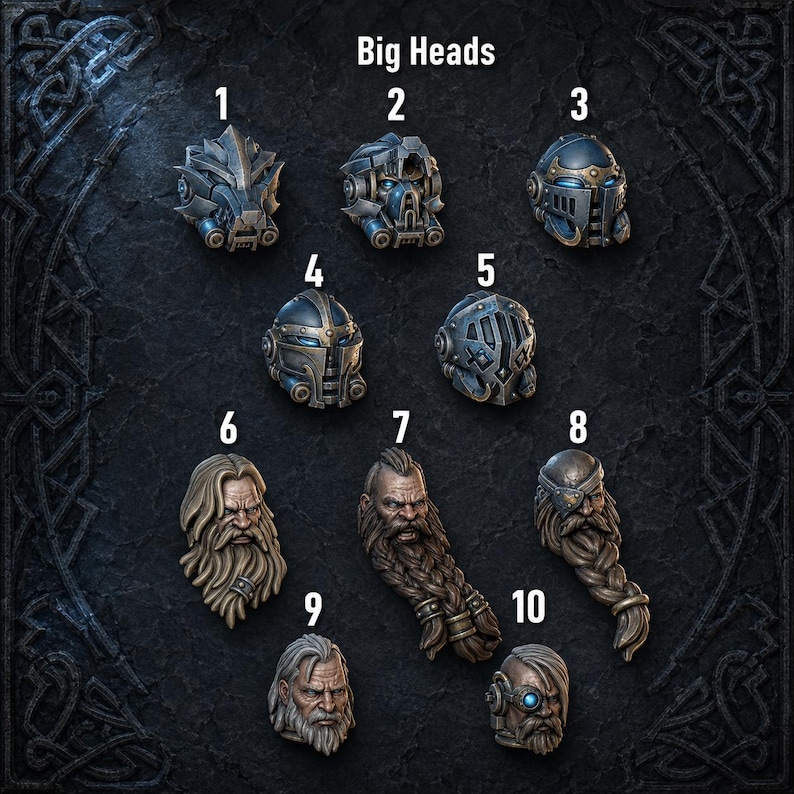 Primal Hounds - Big Armor Heads - 16k Resin - GreyTide Studio - Wolves / Space Warriors / Bitz / Tabletop / Wargaming / Grimdark afbeelding 1
