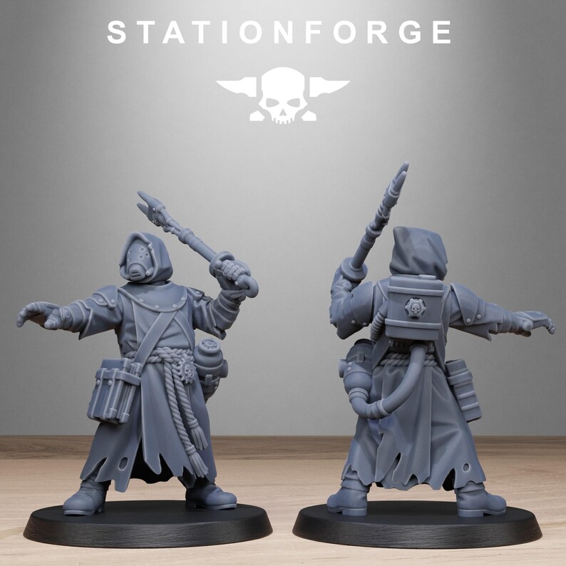 Scavenger Sanctum Infantry | Station Forge 16k Resin Miniatyrer | 28 mm 32 mm Bordsskiva Krigsspel | Omålad bild 10