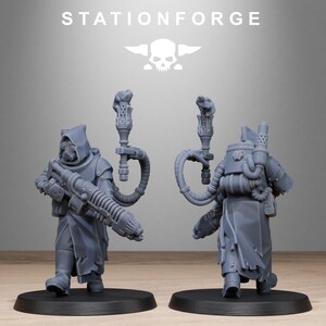 Scavenger Sanctum Infantry | Station Forge 16k Resin Miniatyrer | 28 mm 32 mm Bordsskiva Krigsspel | Omålad bild 6