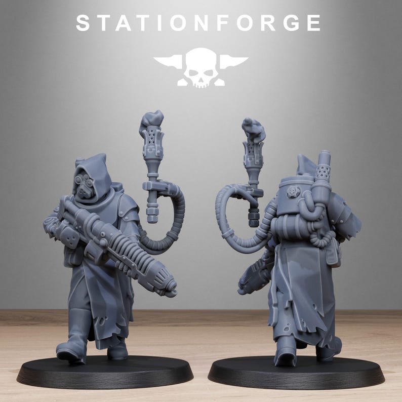 Scavenger Sanctum Infantry | Station Forge 16k Resin Miniatyrer | 28 mm 32 mm Bordsskiva Krigsspel | Omålad bild 6