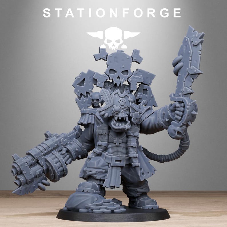 Orks Orkaz Pirate | Station Forge 16k Resin Miniatures | 28 mm 32 mm Bordsskiva Krigsspel | Omålad bild 4
