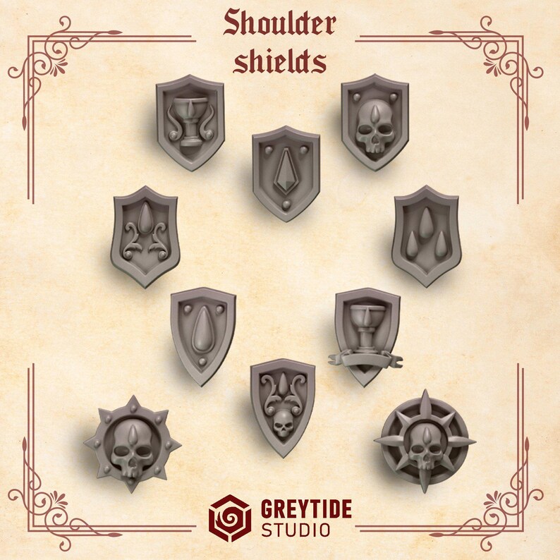 Crimson Lords - Decoración de hombreras - Resina 16k - GreyTide Studio - Sangre / Guerreros Espaciales / Piezas / Juegos de Mesa / Wargaming / Grimdark imagen 2