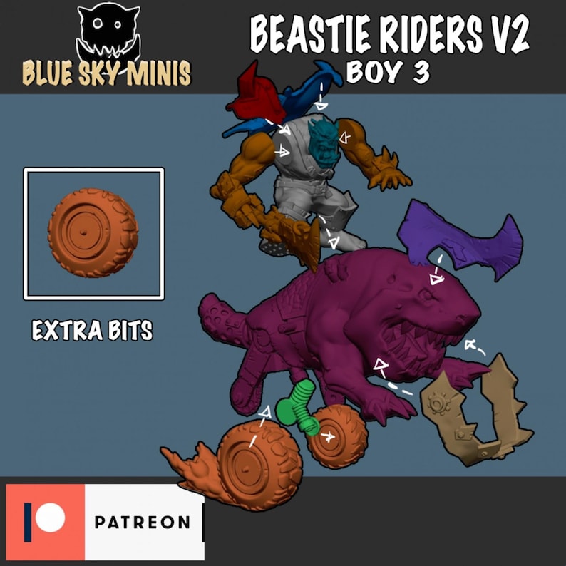 Beastie Riders Orc Squad - 16k Resin - Orcs / Tabletop / Wargaming / Grimdark image 5