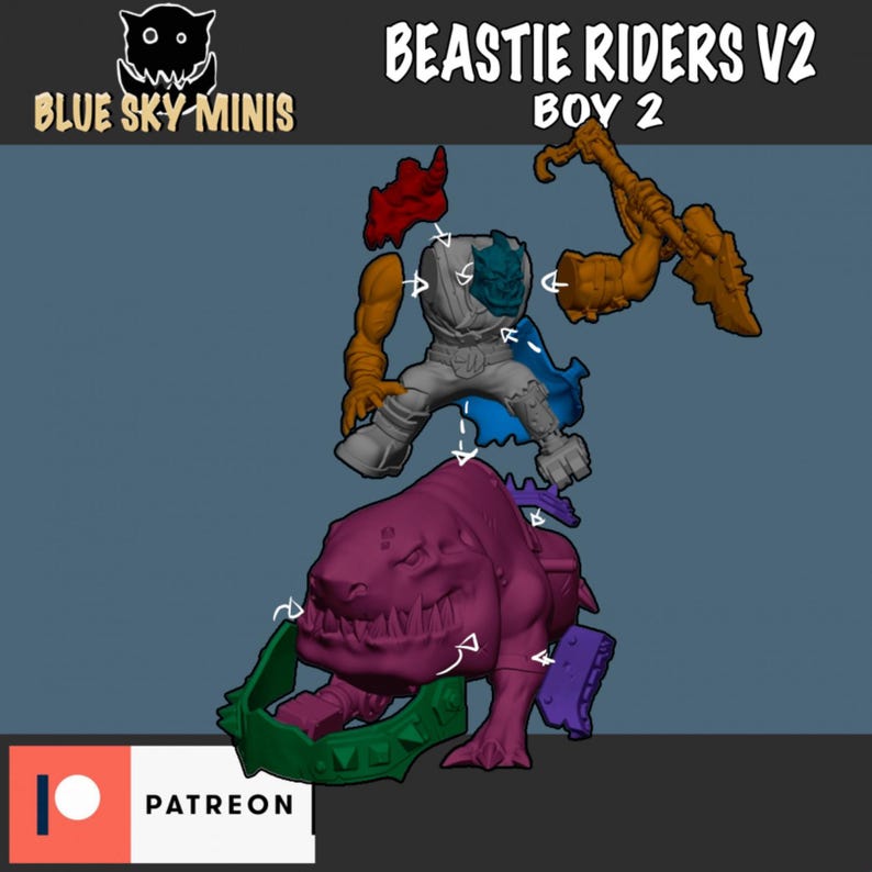 Beastie Riders Orc Squad - 16k Resin - Orcs / Tabletop / Wargaming / Grimdark image 4