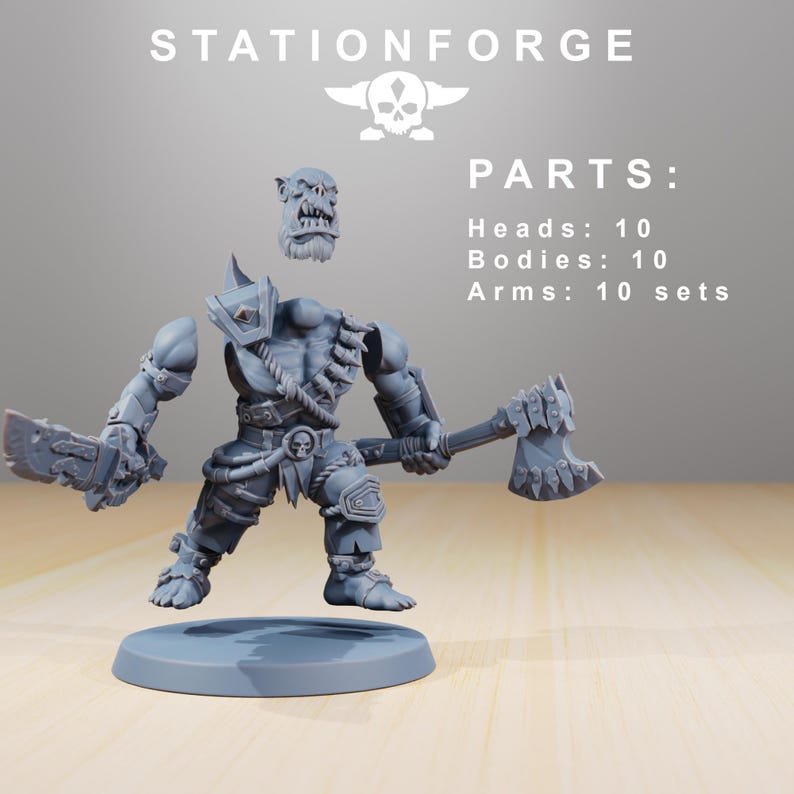 Orks Orkaz Strappaz | Station Forge 16k Resin Miniatures | 28mm 32mm Tabletop Wargaming | Unpainted image 8