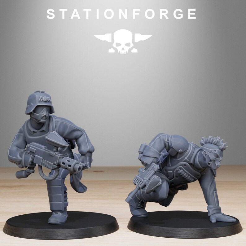 Grimguard Paintball-Trupp | Station Forge 16k Resin-Miniaturen | 28 mm/32 mm Tabletop-Wargaming | Unbemalt Bild 7