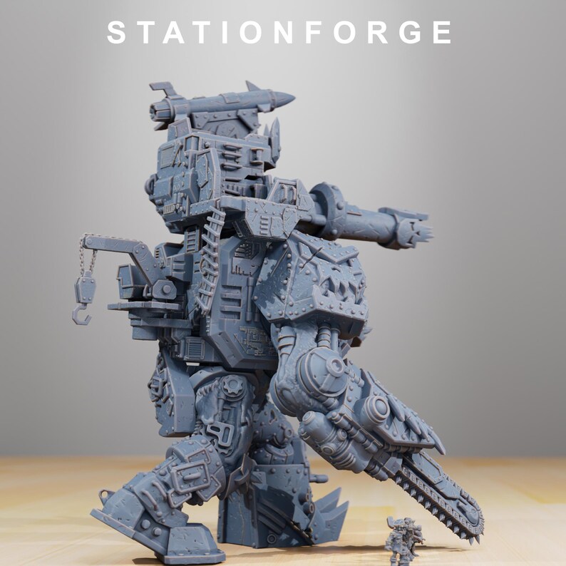 Orks Orkaz Mega Steppa | Station Forge 16k Resin Miniatures | 28mm 32mm Tabletop Wargaming | Unpainted image 4