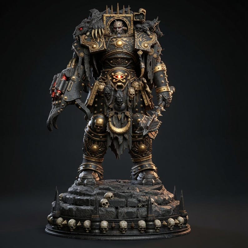 Chaos Prime Malleus Iscariot | 16k Resin Miniatures | 28mm 32mm Tabletop Wargaming | Unpainted image 1