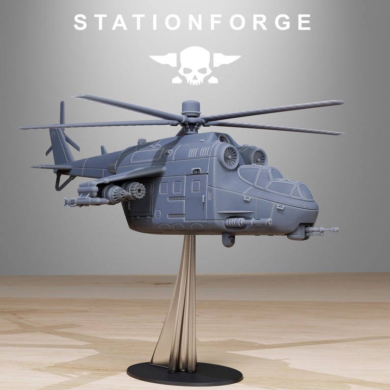 Helicóptero Grimguard / Station Forge 16k Miniaturas de resina / 28 mm 32 mm Juegos de guerra de mesa / Sin pintar imagen 3