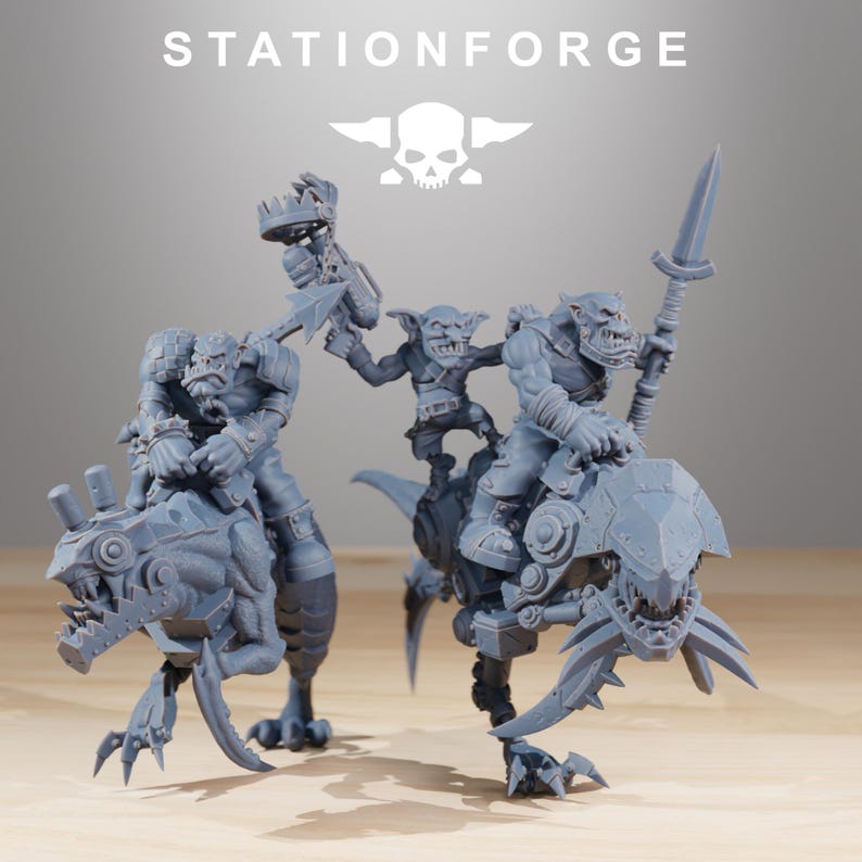 Orks Orkaz Beast Riders | Station Forge 16k Resin Miniatures | 28mm 32mm Tabletop Wargaming | Unpainted image 5