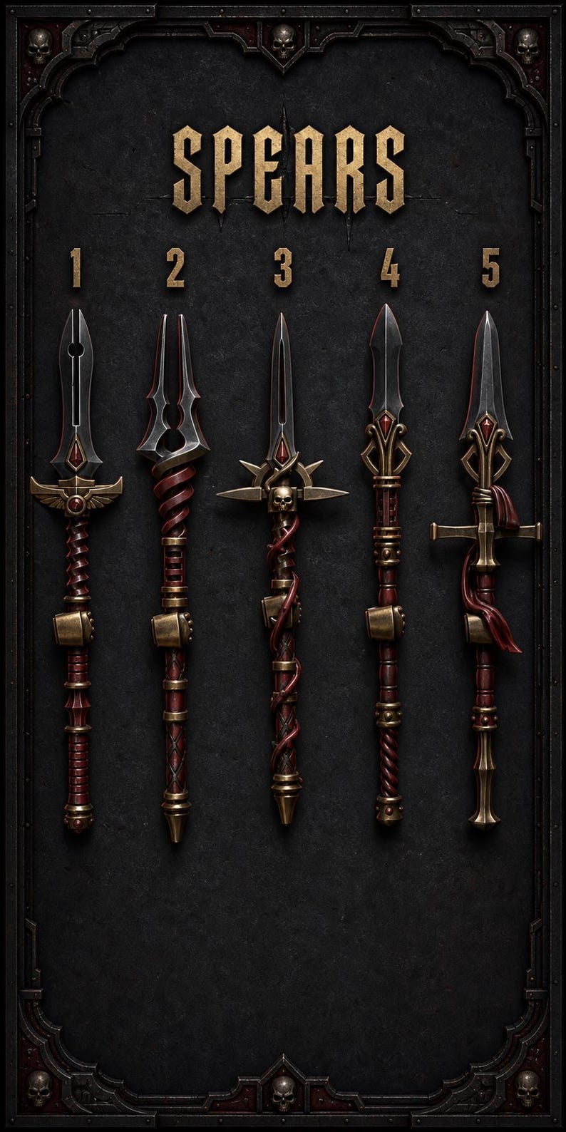 Crimson Lords - Spears - 16k Resin - GreyTide Studio - Blood / Space Warriors / Bitz / Tabletop / Wargaming / Grimdark image 1