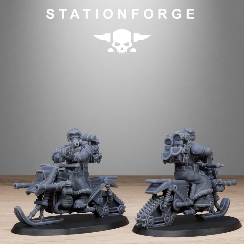 Motociclistas de nieve de la Guardia Gélida / Miniaturas de resina Station Forge 16k / 28 mm 32 mm para juegos de mesa / Sin pintar imagen 8