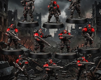 Space Knights Urban Storm Squad | 16k Resin Miniatures | 28mm 32mm Tabletop Wargaming | Unpainted