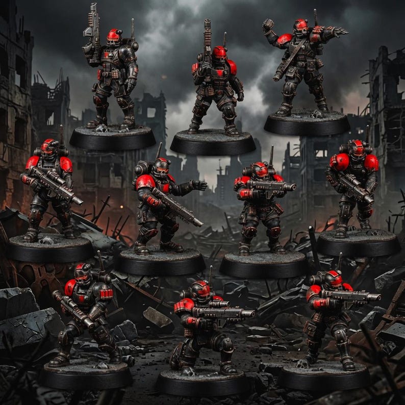 Space Knights Urban Storm Squad | 16k Resin Miniatures | 28mm 32mm Tabletop Wargaming | Unpainted image 1