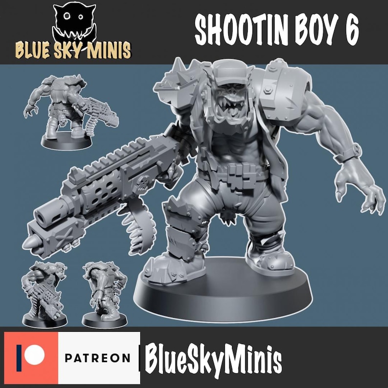 Shootin Boys Squad - Orc Squad - 16k Resin - Blue Sky Minis - Orcs / Tabletop / Wargaming / Grimdark image 8