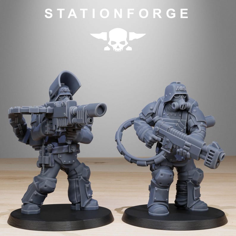 Grimguard Armored Squad Reborn | Station Forge 16k Resin Miniatures | 28mm 32mm Tabletop Wargaming | Unpainted image 8