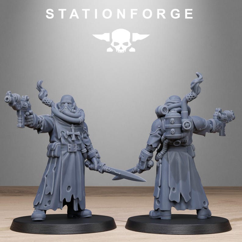 Scavenger Sanctum Infantry | Station Forge 16k Resin Miniatyrer | 28 mm 32 mm Bordsskiva Krigsspel | Omålad bild 5