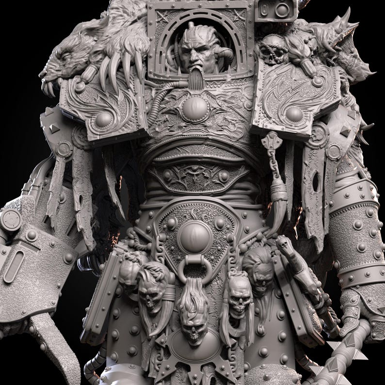 Chaos Prime Malleus Iscariot | 16k Resin Miniatures | 28mm 32mm Tabletop Wargaming | Unpainted image 3
