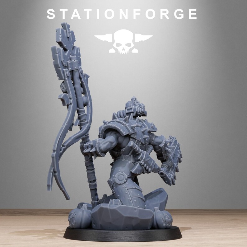 Orkos Orkaz Boo Basher / Station Forge 16k Miniaturas de resina / 28 mm 32 mm Juegos de guerra de mesa / Sin pintar imagen 5