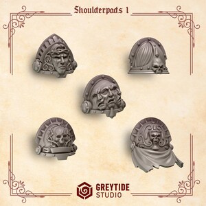 Crimson Lords - Schouderstukken #1 - 16k hars - GreyTide Studio - Bloed / Space Warriors / Onderdelen / Tabletop / Wargaming / Grimdark afbeelding 2