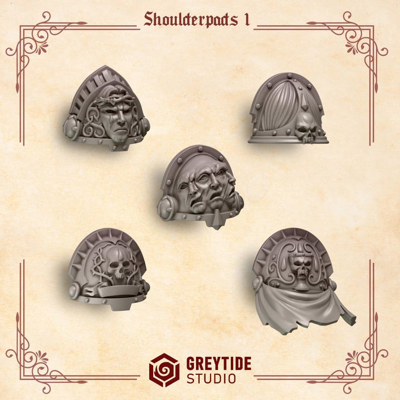 Crimson Lords - Schouderstukken #1 - 16k hars - GreyTide Studio - Bloed / Space Warriors / Onderdelen / Tabletop / Wargaming / Grimdark afbeelding 2