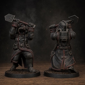 GrimGuard Shovel Fighters | Station Forge 16k Resin Miniatyrer | 28 mm 32 mm Bordsskiva Krigsspel | Omålad bild 1