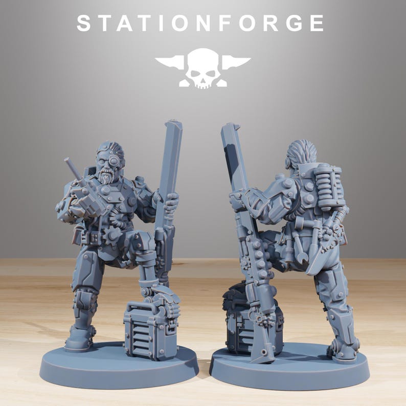 Scavenger Security Patrol | Station Forge 16k Resin Miniatures | 28mm 32mm Tabletop Wargaming | Unpainted image 3