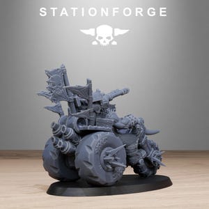 Orks Orkaz Bikers | Station Forge 16k Resin Miniatures | 28 mm 32 mm Tabletop Wargaming | Ongeverfd afbeelding 4