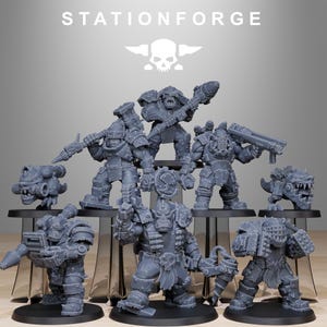 Orks Orkaz Smashers | Station Forge 16k Resin Miniatures | 28mm 32mm Tabletop Wargaming | Unpainted image 2