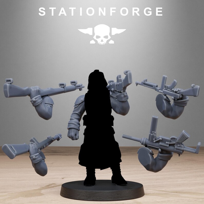Grimguard American Weapon Pack / Miniature in resina 16k Station Forge / 28 mm 32 mm per wargame da tavolo / Non dipinte immagine 7