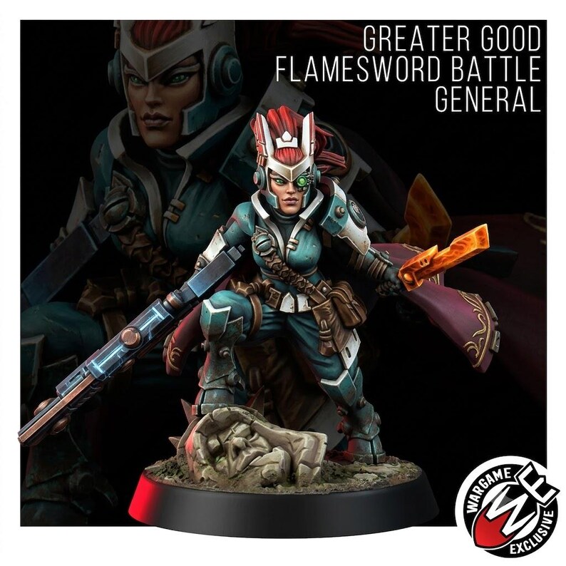 Coalition Flamesword Battle General | 16k Resin Miniatures | 28mm 32mm Tabletop Wargaming | Unpainted image 1