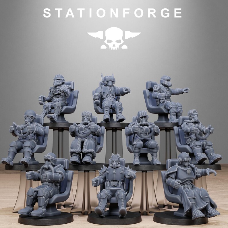 Pilot Commanders | Station Forge 16k Resin Miniatures | 28mm 32mm Tabletop Wargaming | Unpainted image 2