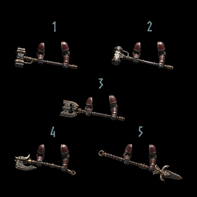 Primal Hounds - Two Handed Weapons - 16k Resin - GreyTide Studio - Wolves / Space Warriors / Bitz / Tabletop / Wargaming / Grimdark image 1