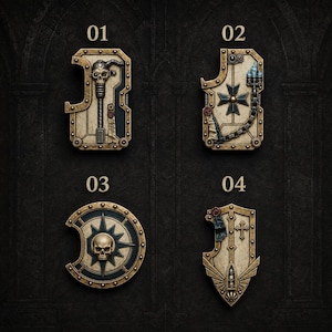 Eternal Pilgrims - Breacher shields - 16k Resin - GreyTide Studio - Holy Warriors / Space Warriors / Bitz / Tabletop / Wargaming / Grimdark image 1