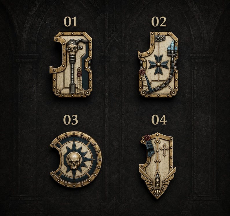 Eternal Pilgrims - Breacher shields - 16k Resin - GreyTide Studio - Holy Warriors / Space Warriors / Bitz / Tabletop / Wargaming / Grimdark image 1