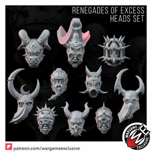 Renegades Of Excess Penetrator Heads Set | 16k Resin Miniatures | 28 mm 32 mm Tabletop Wargaming | Ongeverfd afbeelding 4