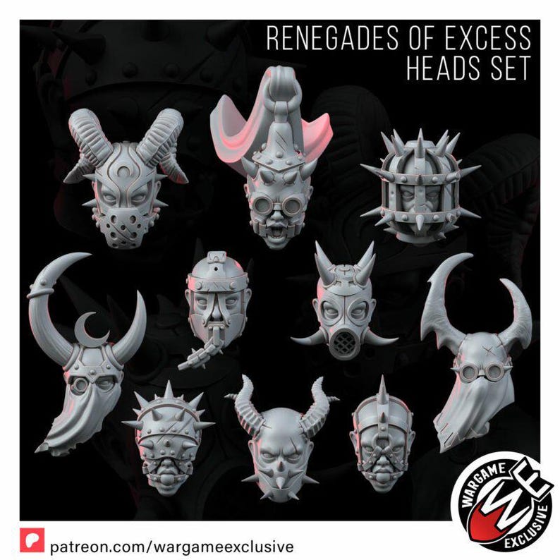Renegades Of Excess Penetrator Heads Set | 16k Resin Miniatures | 28 mm 32 mm Tabletop Wargaming | Ongeverfd afbeelding 4