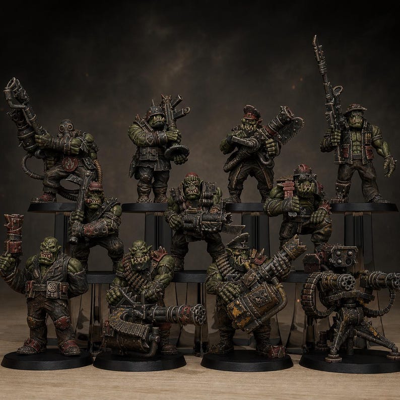 Orks Orkaz Team Fighters | Station Forge 16k Resin Miniatures | 28mm 32mm Tabletop Wargaming | Unpainted image 1