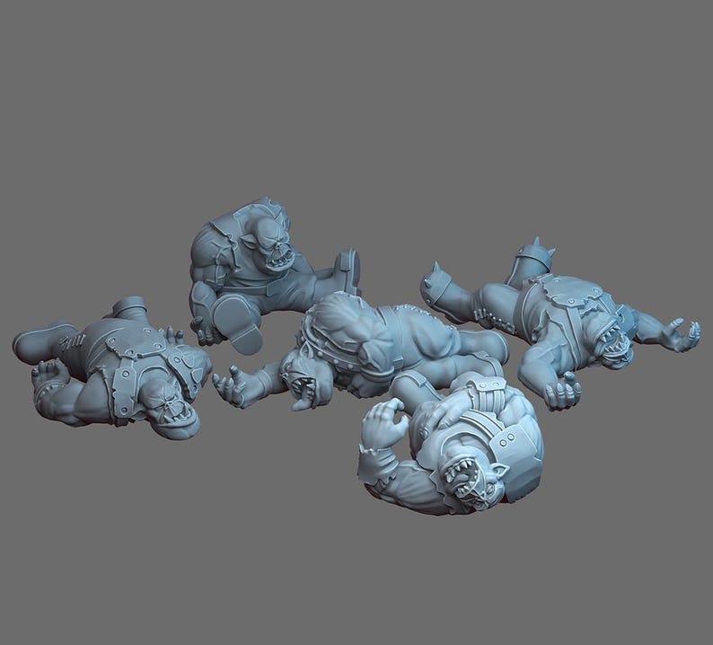 Ork corpses | 16k resin miniatures | 28mm 32mm tabletop wargaming | unpainted image 2