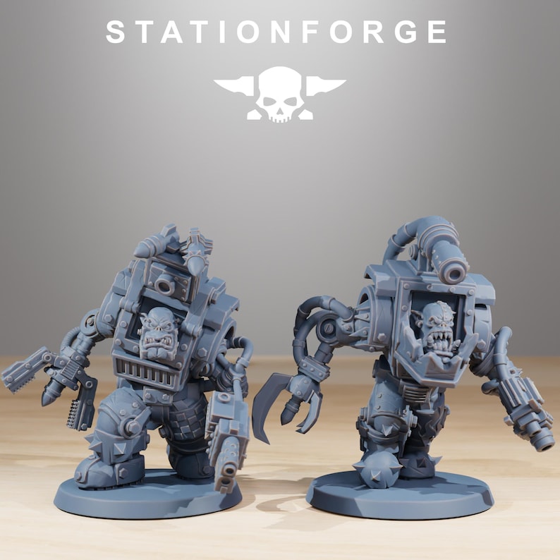 Orks Orkaz Steelbrutes | Station Forge 16k Resin Miniatures | 28mm 32mm Tabletop Wargaming | Unpainted image 4