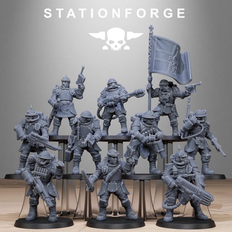Royalguard Bastioneers | Station Forge 16k Resin Miniatures | 28mm 32mm Tabletop Wargaming | Unpainted 画像 2