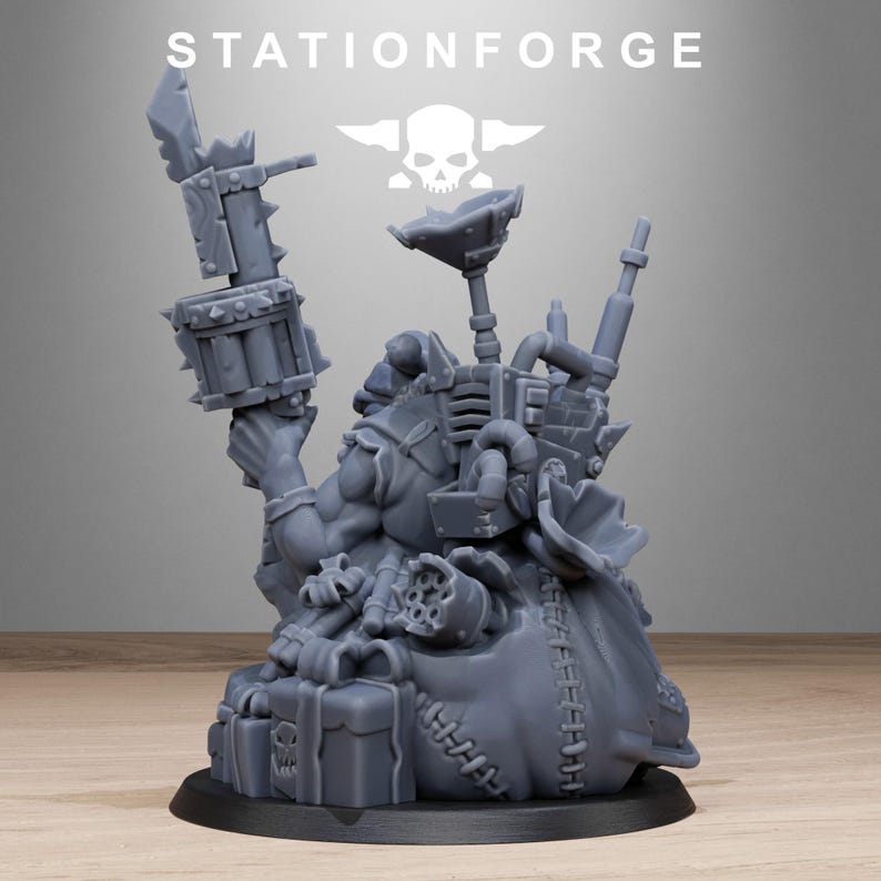 Orks Orkaz Santa Chaos | Station Forge 16k Resin-Miniaturen | 28 mm 32 mm Tabletop-Wargaming | Unbemalt Bild 6